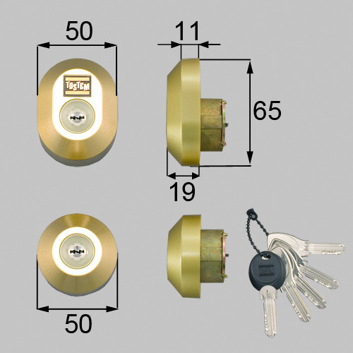 LIXIL・トステム ドア錠セット（ＭＩＷＡ ＤＮシリンダー）楕円 玄関ドア部品 [DRZZ3003]