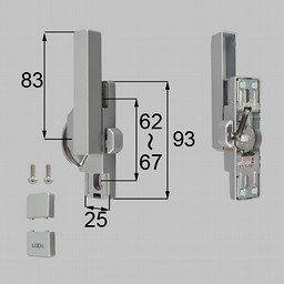 LIXIL・トステム ロック付クレセント大（左用）[防火・非防火兼用] 窓（サッシ）部品(鍵・錠)[BZC271L×1 BZC280×1 BZC296×1 BI438×2]