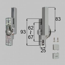 LIXIL・トステム ロック付クレセント大（右用）[防火・非防火兼用] 窓（サッシ）部品(鍵・錠)[BZC271R×1 BZC280×1 BZC296×1 BI438×2]