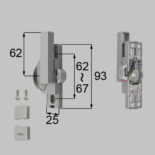 LIXIL・トステム ロック付クレセント中（左用）[防火・非防火兼用] 窓（サッシ）部品(鍵・錠)[BZC272L×1 BZC280×1  BZC296×1 BI438×2]