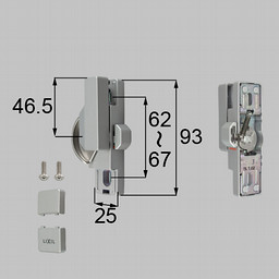 LIXIL・トステム ロック付クレセント小（左用）[防火・非防火兼用] 窓（サッシ）部品(鍵・錠)[BZC273L×1 BZC280×1 BZC296×1 BI438×2]