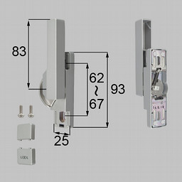 LIXIL・トステム ロック無しクレセント大（左用）[防火・非防火兼用] 窓（サッシ）部品(鍵・錠)[BZC274L×1 BZC280×1 BZC296×1 BI438×2]