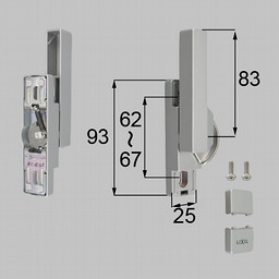 LIXIL・トステム ロック無しクレセント大（右用）[防火・非防火兼用] 窓（サッシ）部品(鍵・錠)[BZC274R×1 BZC280×1 BZC296×1 BI438×2]