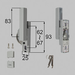 LIXIL・トステム キー付クレセント大（左用）[防火・非防火兼用] 窓（サッシ）部品(鍵・錠)[BZC277LTBF×1 BZC280×1 BZC296×1 BI438×2]