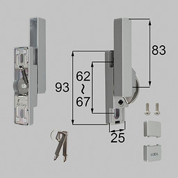 LIXIL・トステム キー付クレセント大（右用）[防火・非防火兼用] 窓（サッシ）部品(鍵・錠)[BZC277RTBF×1 BZC280×1 BZC296×1 BI438×2]