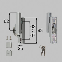 LIXIL・トステム キー付クレセント中（左用）[防火・非防火兼用] 窓（サッシ）部品(鍵・錠)[BZC278LTBF×1 BZC280×1 BZC296×1 BI438×2]