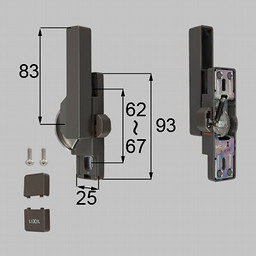 LIXIL・トステム ロック付クレセント大（左用）[防火・非防火兼用] 窓（サッシ）部品(鍵・錠)[BZCU271L×1 BZCU280×1 BZCU296×1 BI438×2]
