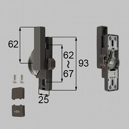 LIXIL・トステム ロック付クレセント中（左用）[防火・非防火兼用] 窓（サッシ）部品(鍵・錠)[BZCU272L×1 BZCU280×1 BZCU296×1 BI438×2]