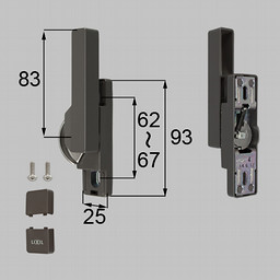 LIXIL・トステム ロック無しクレセント大（左用）[防火・非防火兼用] 窓（サッシ）部品(鍵・錠)[BZCU274L×1 BZCU280×1 BZCU296×1 BI438×2]