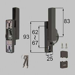 LIXIL・トステム キー付クレセント大（右用）[防火・非防火兼用] 窓（サッシ）部品(鍵・錠)[BZCU277RTBF×1 BZCU280×1 BZCU296×1 BI438×2]