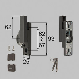 LIXIL・トステム キー付クレセント中（左用）[防火・非防火兼用] 窓（サッシ）部品(鍵・錠)[BZCU278LTBF×1 BZCU280×1 BZCU296×1 BI438×2]