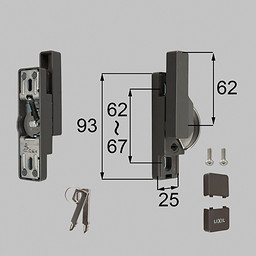 LIXIL・トステム キー付クレセント中（右用）[防火・非防火兼用] 窓（サッシ）部品(鍵・錠)[BZCU278RTBF×1 BZCU280×1 BZCU296×1 BI438×2]