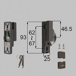 LIXIL・トステム キー付クレセント小（右用）[防火・非防火兼用] 窓（サッシ）部品(鍵・錠)[BZCU279RTBF×1 BZCU280×1 BZCU296×1 BI438×2]