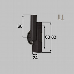 LIXIL・新日軽 クレセント（ロック無/ハンドル60mm） 窓（サッシ）部品(鍵・錠)[SVQU65RS01×1 SVC836S01×2]