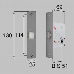 LIXIL・トステム 長座用箱錠(アルミ扉用) 室内ドア部品[MDU525A×1 BI202×2]
