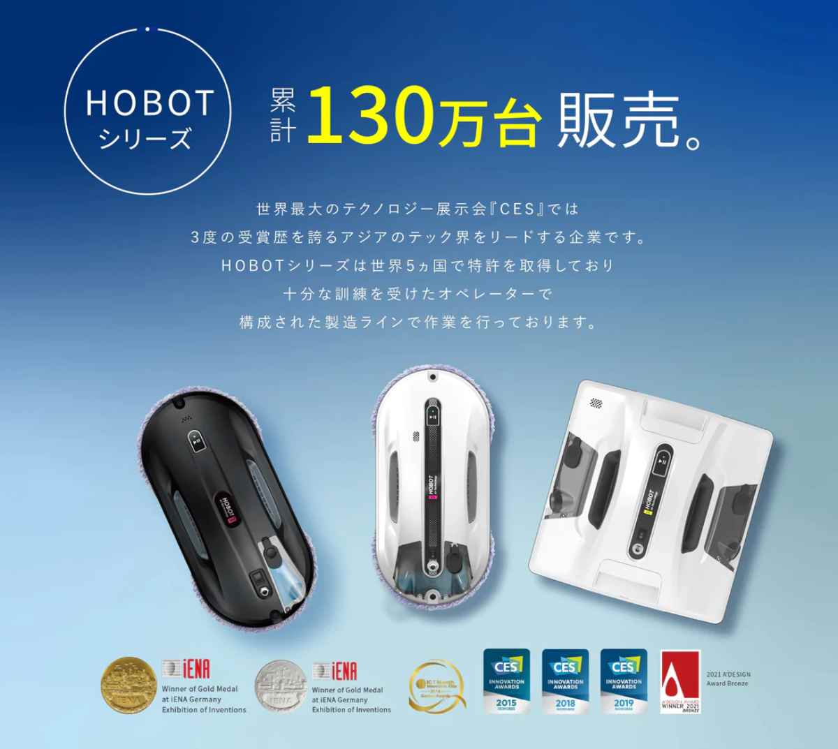 HOBOT 窓掃除ロボット HOBOT-R3 295×148×95mm ホワイト